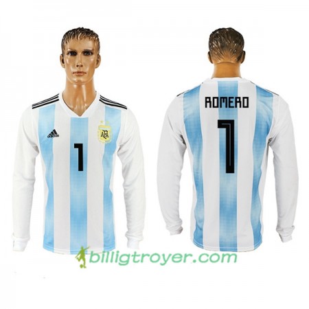 Billige Fotballdrakter Argentina Romero 1 VM 2018 Hjemmedraktsett Langermet